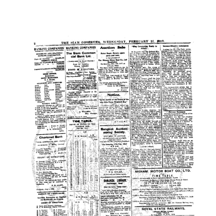 The Siam Observer . Vol.43., No.43 ( February21, 1917)