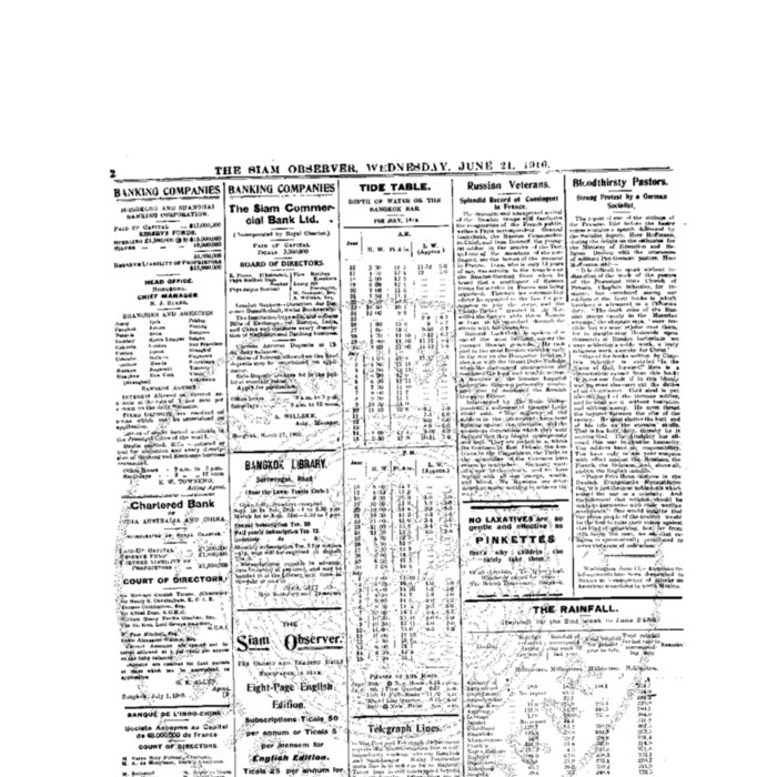The Siam Observer . Vol.42., No. 137 (June 21, 1916)