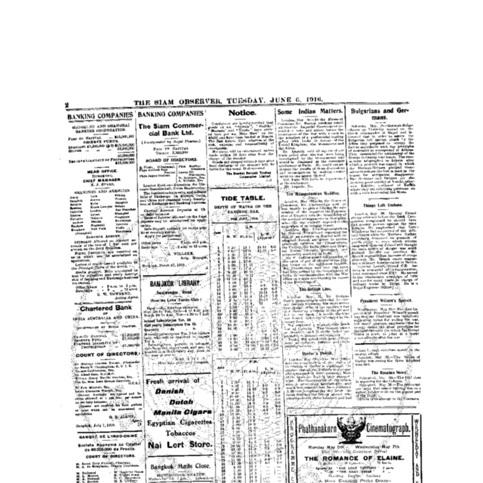 The Siam Observer . Vol.42., No. 124 (June 6, 1916)