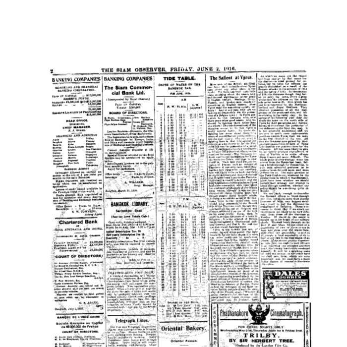 The Siam Observer . Vol.42., No. 122 (June 2, 1916)