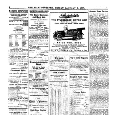 The Siam Observer. Vol.42., No. 4 (January 7, 1916) 