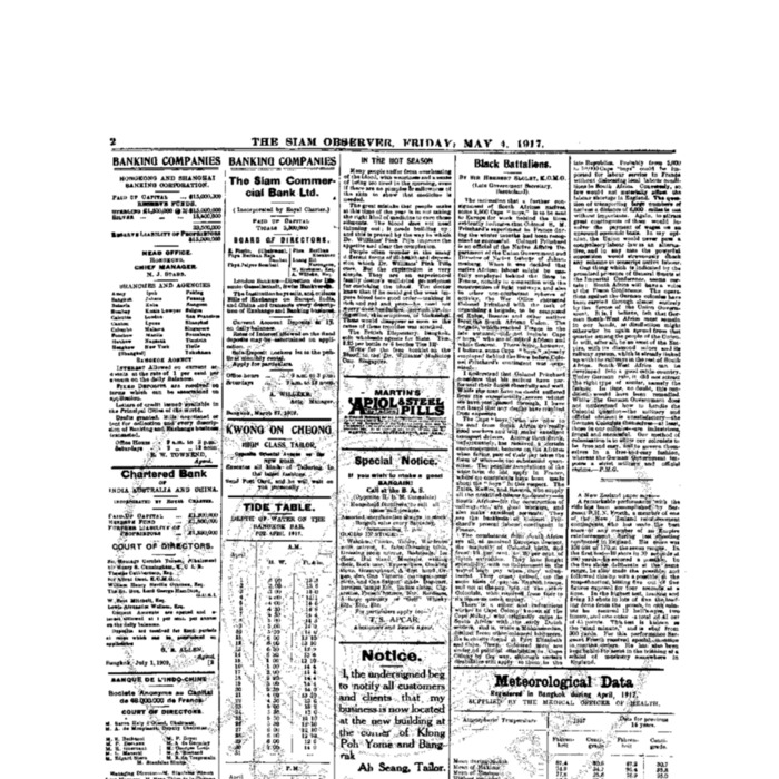 The Siam Observer . Vol.43., No.103 ( May 4, 1917)