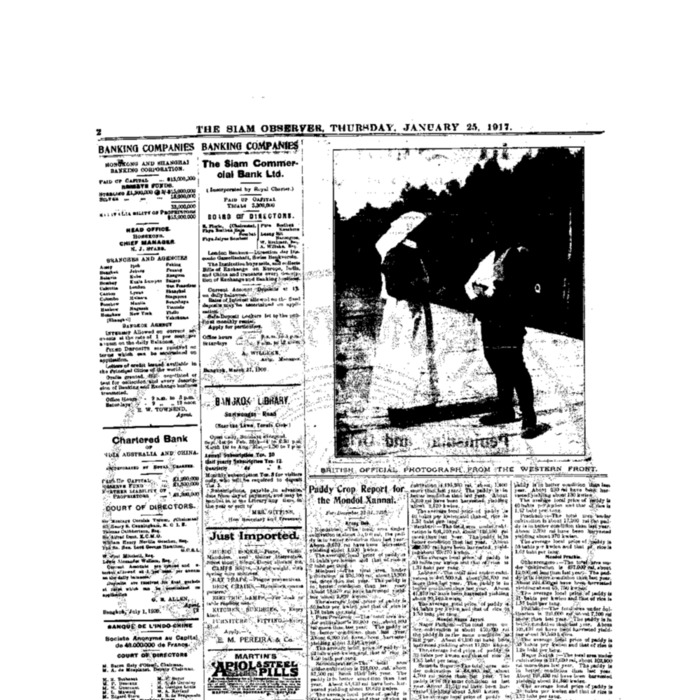 The Siam Observer . Vol.43., No.20 (January 25, 1917)
