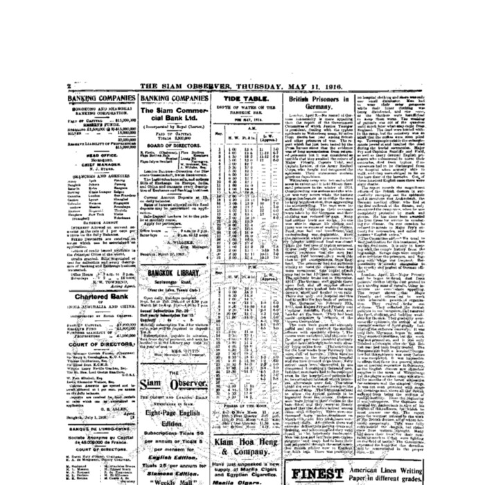 The Siam Observer. Vol.42., No. 105 (May 11, 1916)