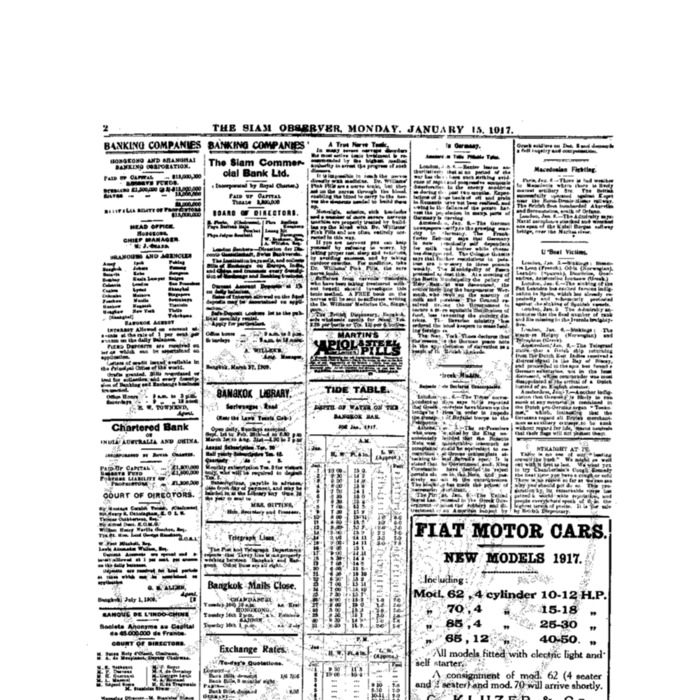The Siam Observer . Vol.43., No.12 (January 15, 1917)