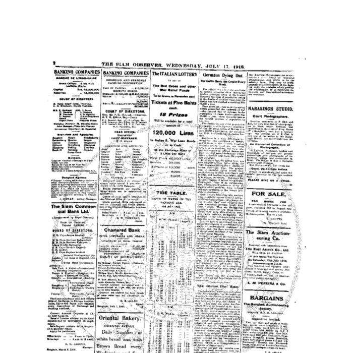 The Siam Observer. Vol.44., No. 152 (July 17, 1918)