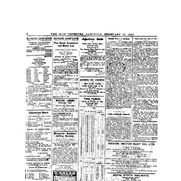 The Siam Observer . Vol.43., No.40 ( February17, 1917)