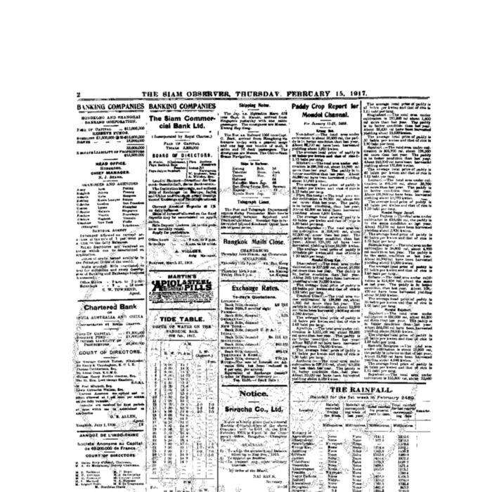 The Siam Observer . Vol.43., No.38 ( February15, 1917)